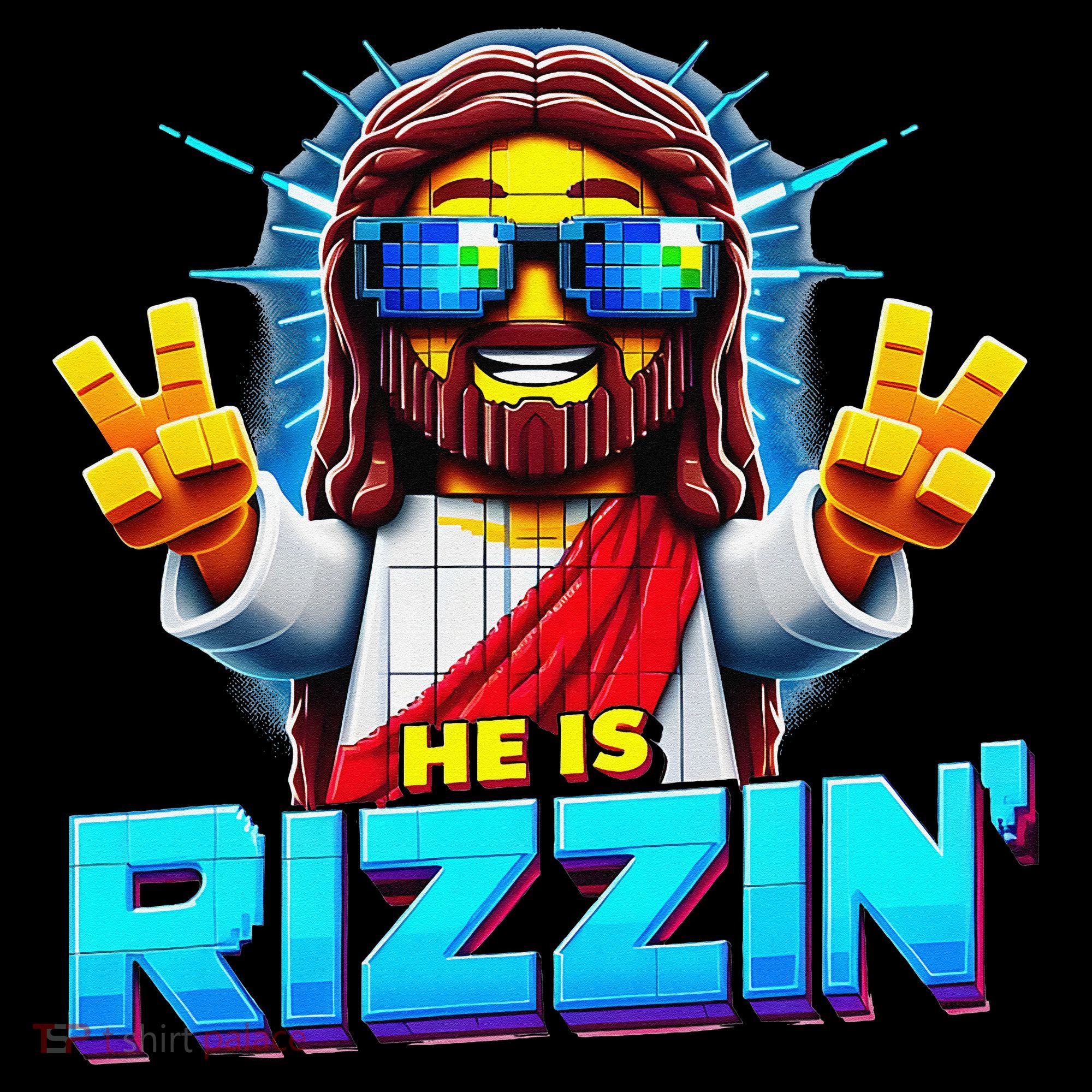 He Is Rizzen Jesus Has Rizzen Retro Christian Pixel Gaming Gift Coffee Mug