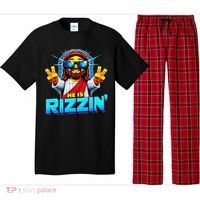He Is Rizzen Jesus Has Rizzen Retro Christian Pixel Gaming Gift Pajama Set thumb 0
