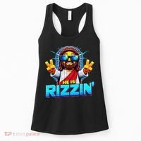 He Is Rizzen Jesus Has Rizzen Retro Christian Pixel Gaming Gift Women's Tank Top thumb 0