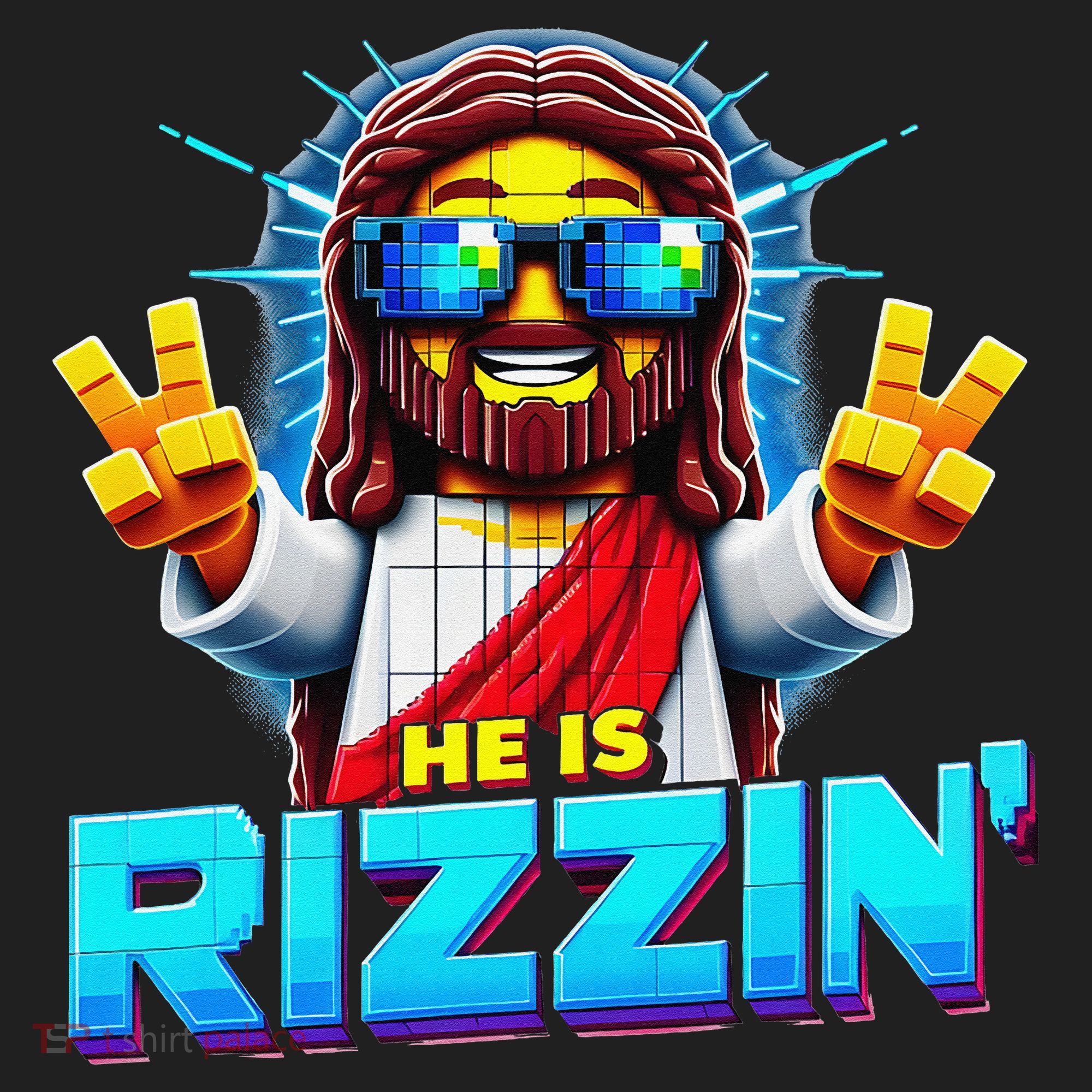 He Is Rizzen Jesus Has Rizzen Retro Christian Pixel Gaming Gift Hat