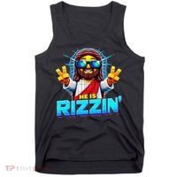 He Is Rizzen Jesus Has Rizzen Retro Christian Pixel Gaming Gift Tank Top thumb 0