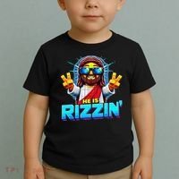 He Is Rizzen Jesus Has Rizzen Retro Christian Pixel Gaming Gift Toddler T-Shirt thumb 2