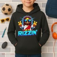 He Is Rizzen Jesus Has Rizzen Retro Christian Pixel Gaming Gift Kids Hoodie thumb 2
