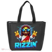 He Is Rizzen Jesus Has Rizzen Retro Christian Pixel Gaming Gift Tote Bag thumb 0