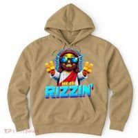 He Is Rizzen Jesus Has Rizzen Retro Christian Pixel Gaming Gift Hoodie thumb 0