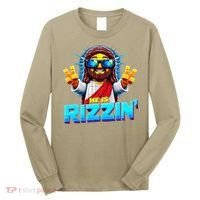 He Is Rizzen Jesus Has Rizzen Retro Christian Pixel Gaming Gift Long Sleeve Shirt thumb 0