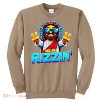 He Is Rizzen Jesus Has Rizzen Retro Christian Pixel Gaming Gift Sweatshirt thumb 0