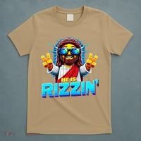 He Is Rizzen Jesus Has Rizzen Retro Christian Pixel Gaming Gift T-Shirt thumb 5
