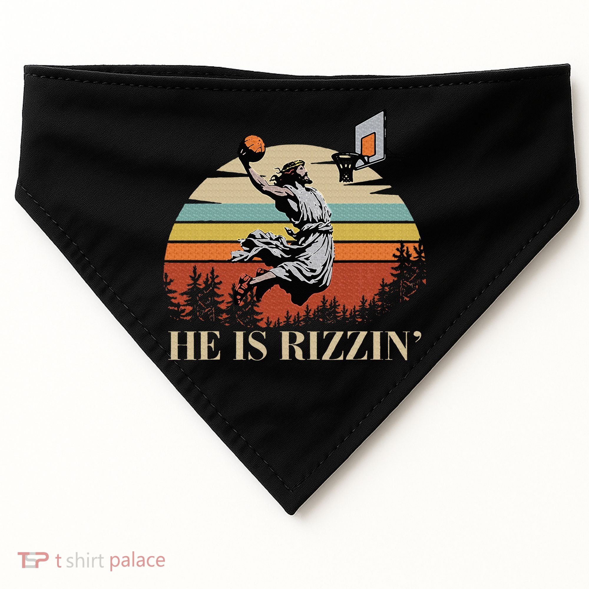 He Is Rizzin Jesus Playing Basketball Funny Easter Day USA-Made Doggie Bandana