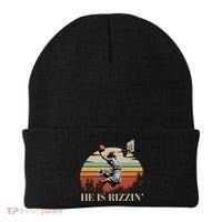 He Is Rizzin Jesus Playing Basketball Funny Easter Day Beanie thumb 0