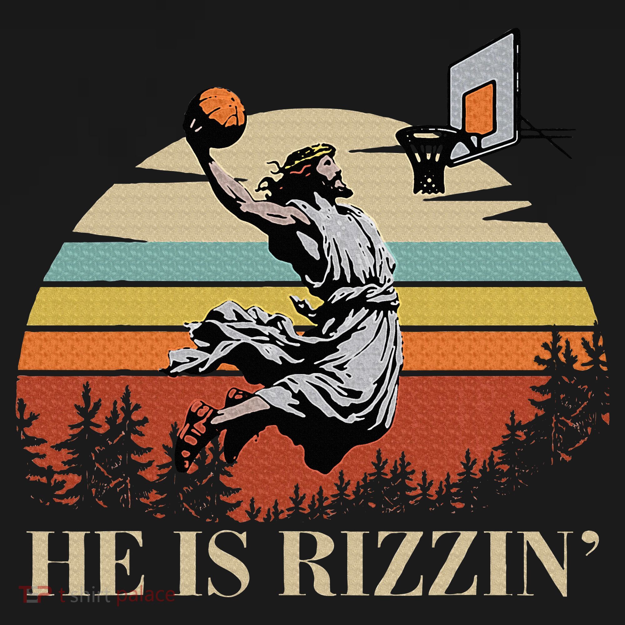 He Is Rizzin Jesus Playing Basketball Funny Easter Day Women's Hoodie