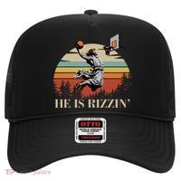 He Is Rizzin Jesus Playing Basketball Funny Easter Day Hat thumb 0