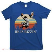 He Is Rizzin Jesus Playing Basketball Funny Easter Day T-Shirt thumb 0