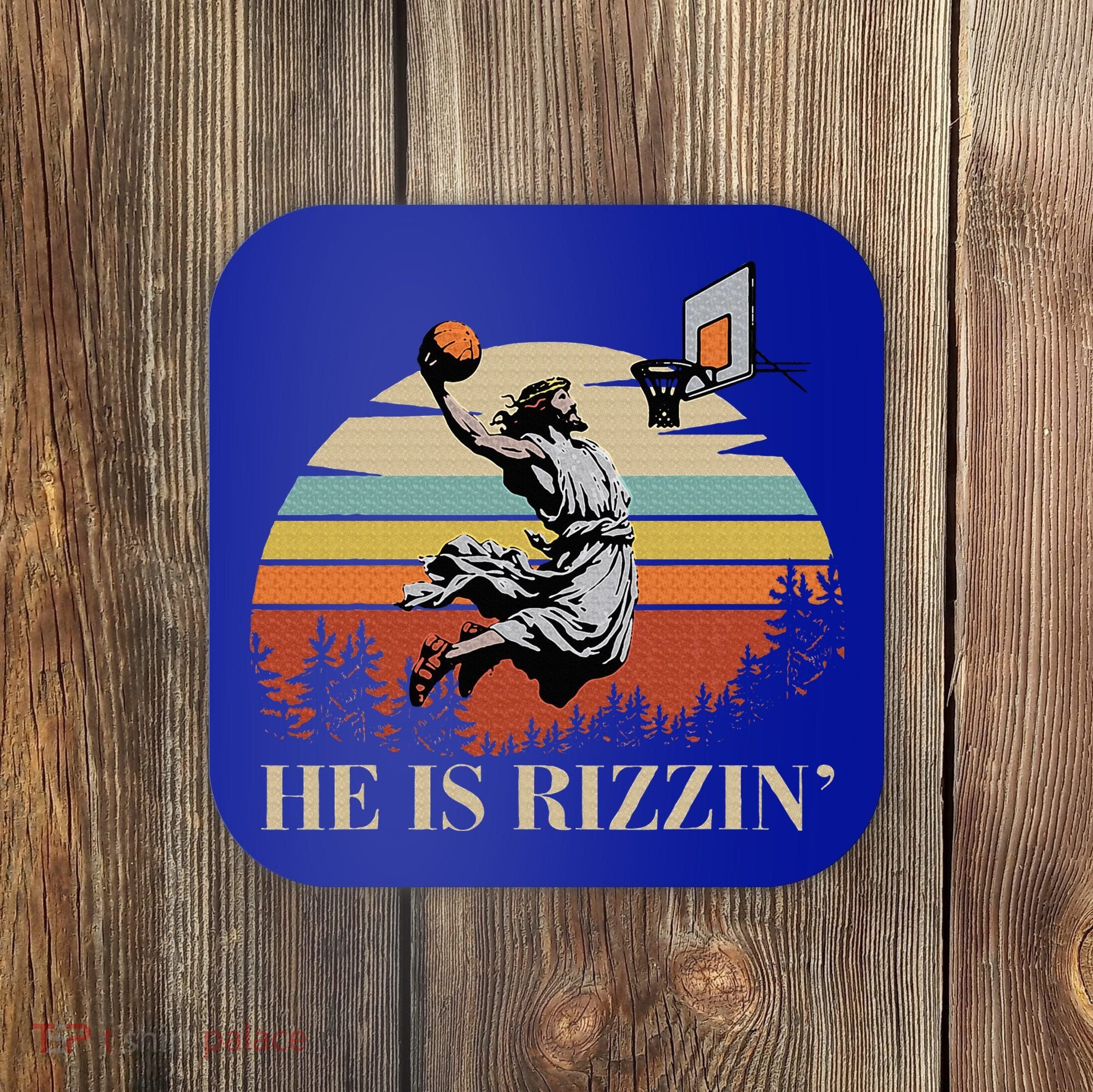 He Is Rizzin Jesus Playing Basketball Funny Easter Day Coaster