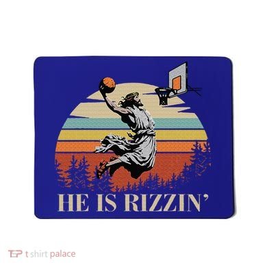 He Is Rizzin Jesus Playing Basketball Funny Easter Day Mousepad