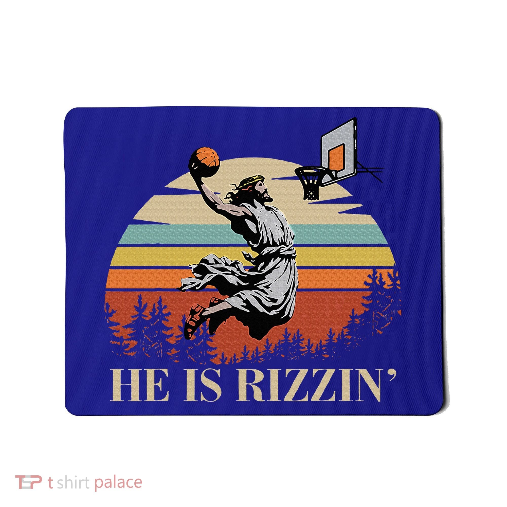 He Is Rizzin Jesus Playing Basketball Funny Easter Day Mousepad