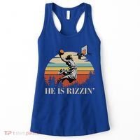 He Is Rizzin Jesus Playing Basketball Funny Easter Day Women's Tank Top thumb 0