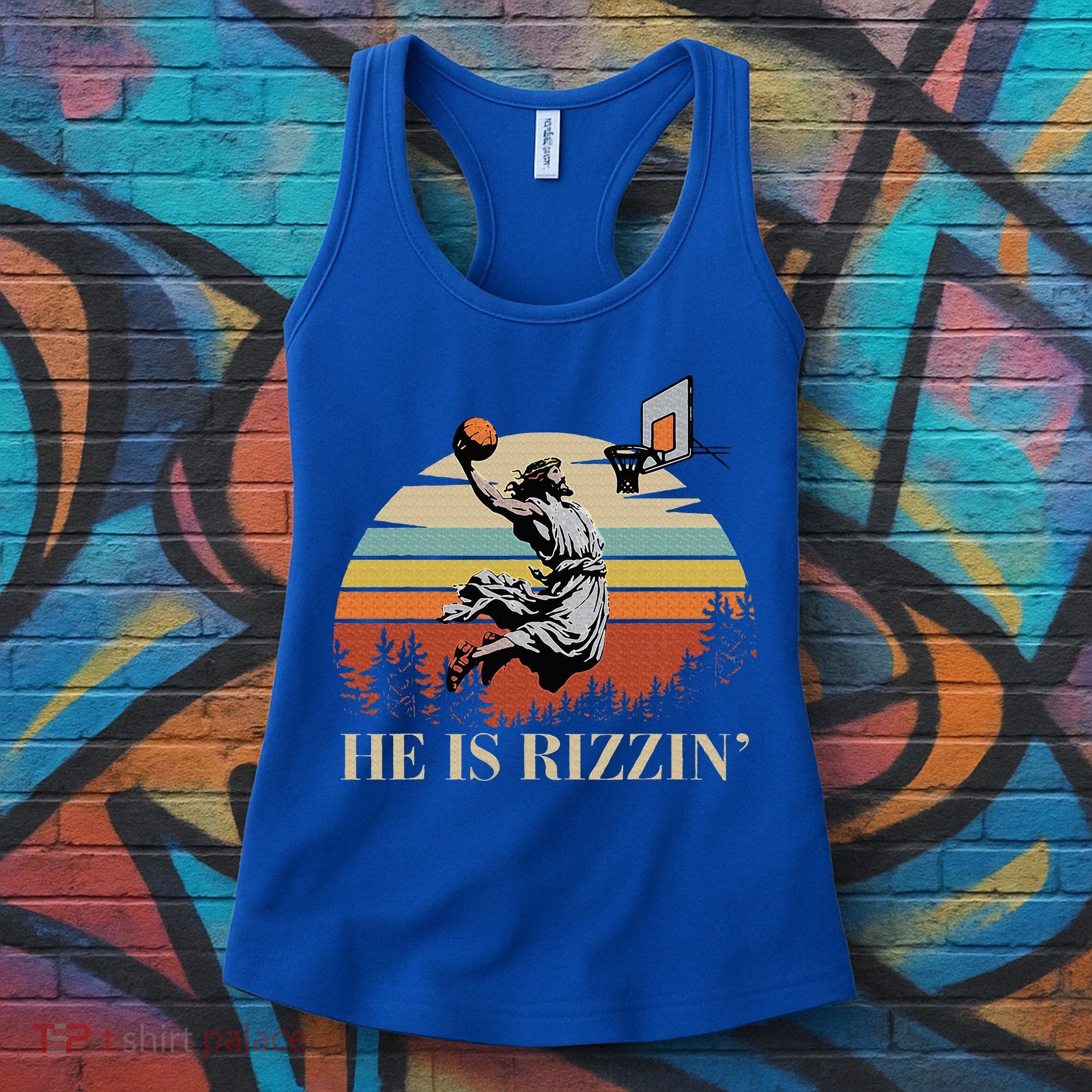 He Is Rizzin Jesus Playing Basketball Funny Easter Day Women's Tank Top