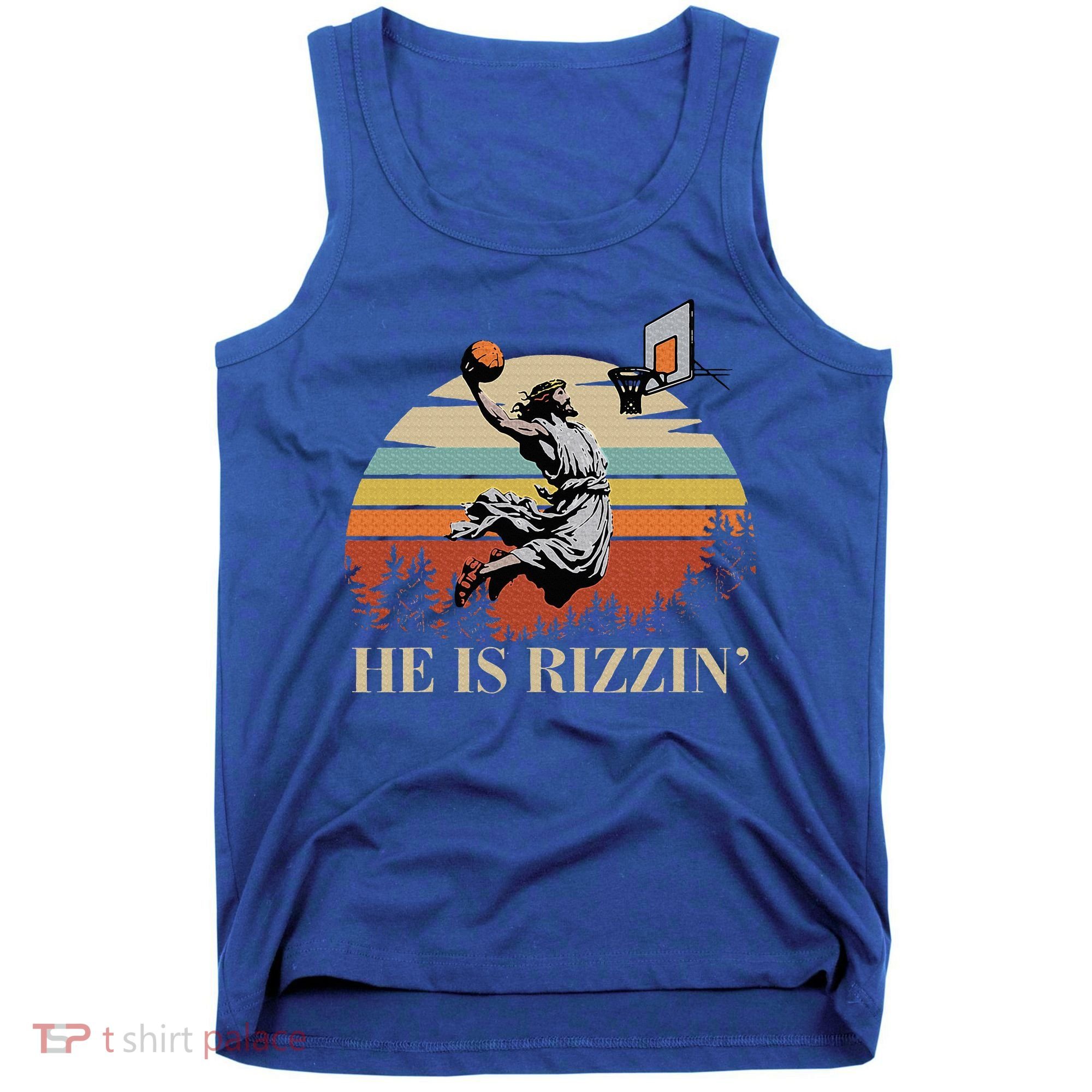 He Is Rizzin Jesus Playing Basketball Funny Easter Day Tank Top