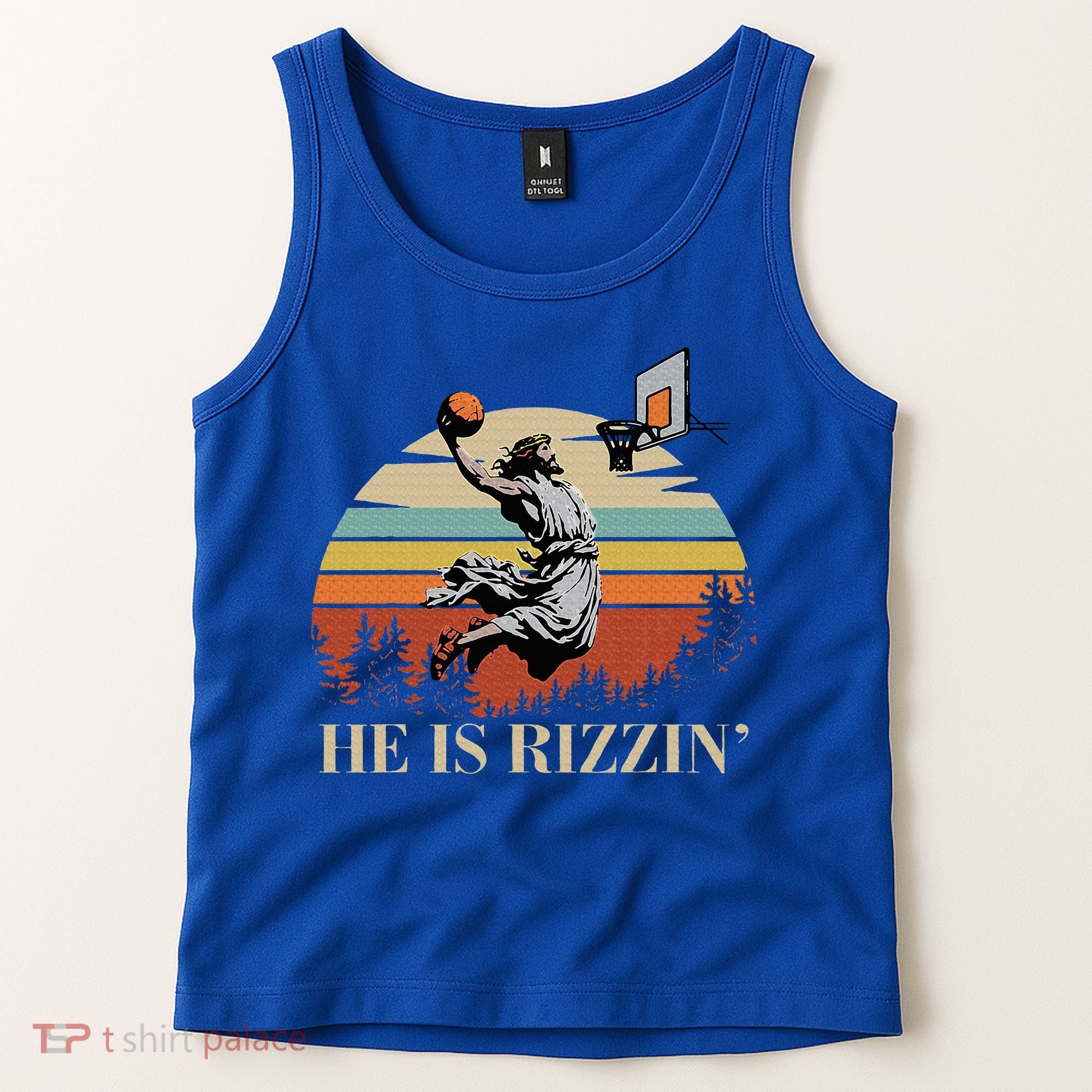 He Is Rizzin Jesus Playing Basketball Funny Easter Day Tank Top