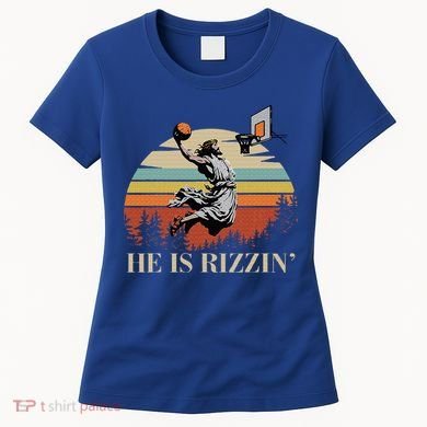 He Is Rizzin Jesus Playing Basketball Funny Easter Day Women's T-Shirt