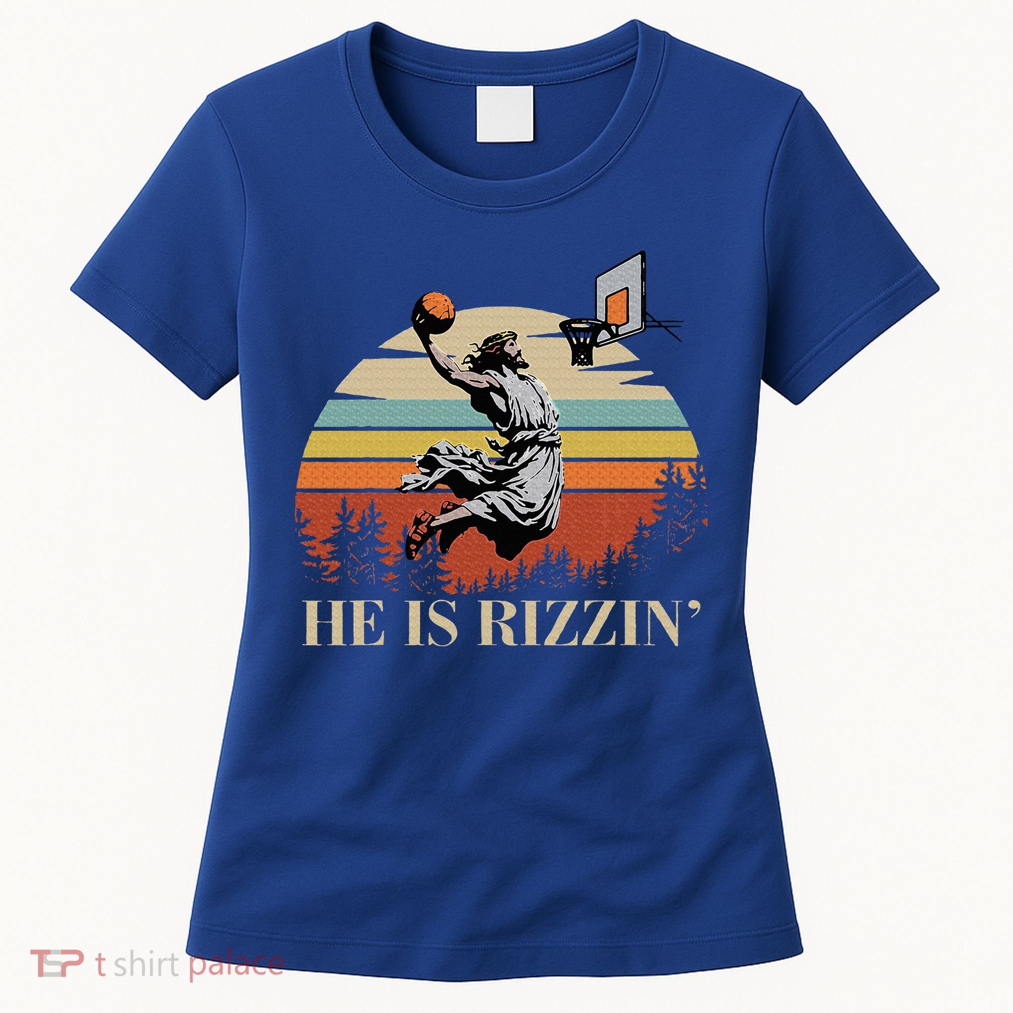 He Is Rizzin Jesus Playing Basketball Funny Easter Day Women's T-Shirt