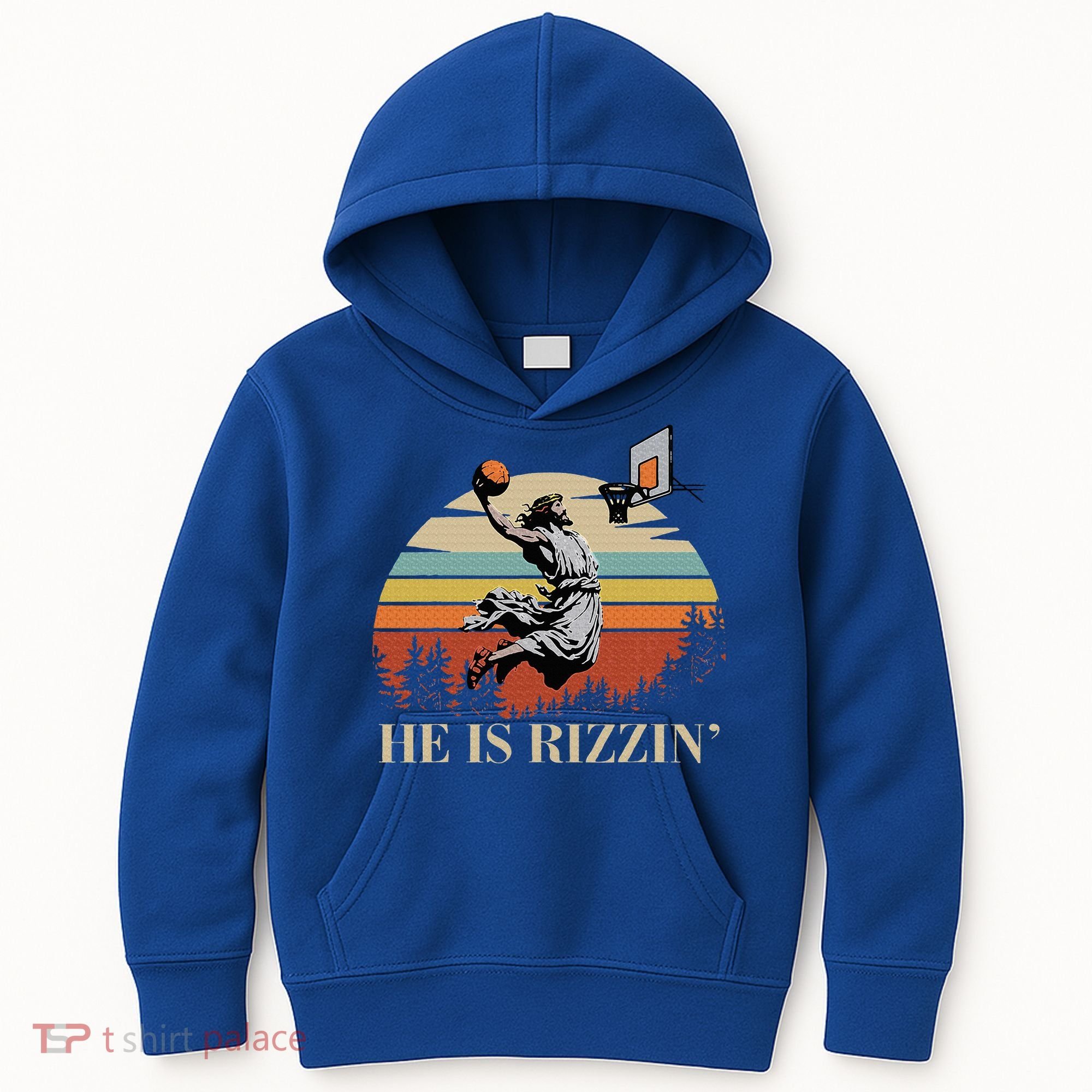 He Is Rizzin Jesus Playing Basketball Funny Easter Day Kids Hoodie