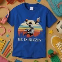 He Is Rizzin Jesus Playing Basketball Funny Easter Day Kids T-Shirt thumb 3