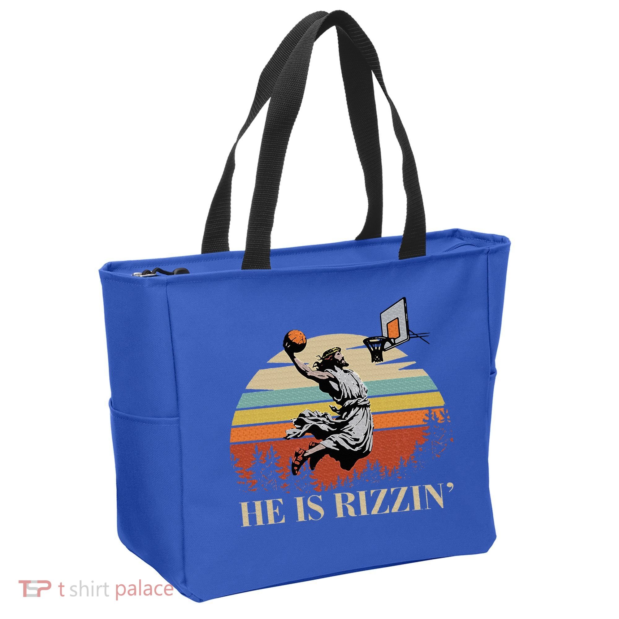 He Is Rizzin Jesus Playing Basketball Funny Easter Day Tote Bag