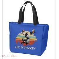 He Is Rizzin Jesus Playing Basketball Funny Easter Day Tote Bag thumb 3