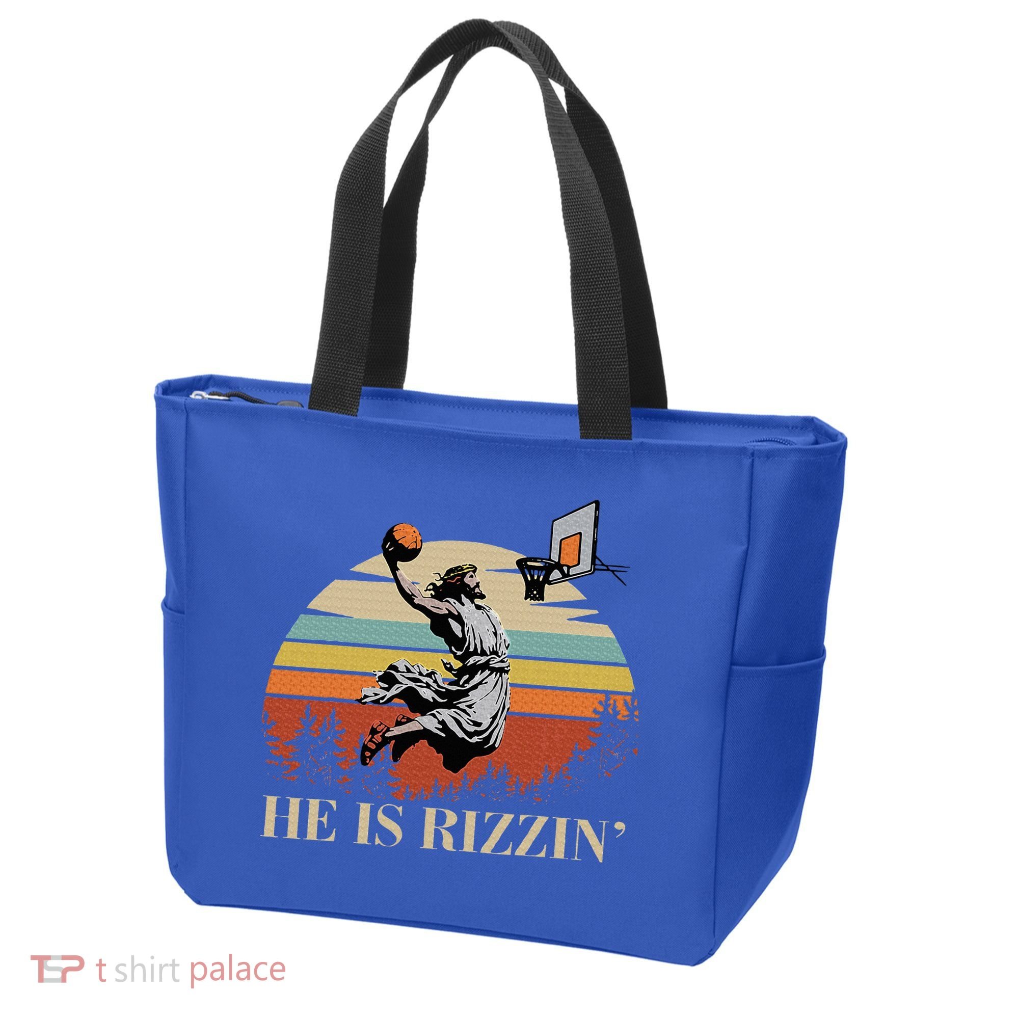 He Is Rizzin Jesus Playing Basketball Funny Easter Day Tote Bag