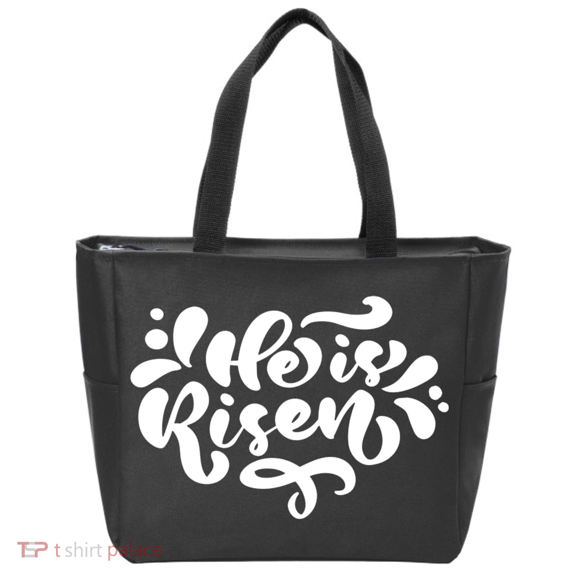He Is Risen Easter Quote Tote Bag