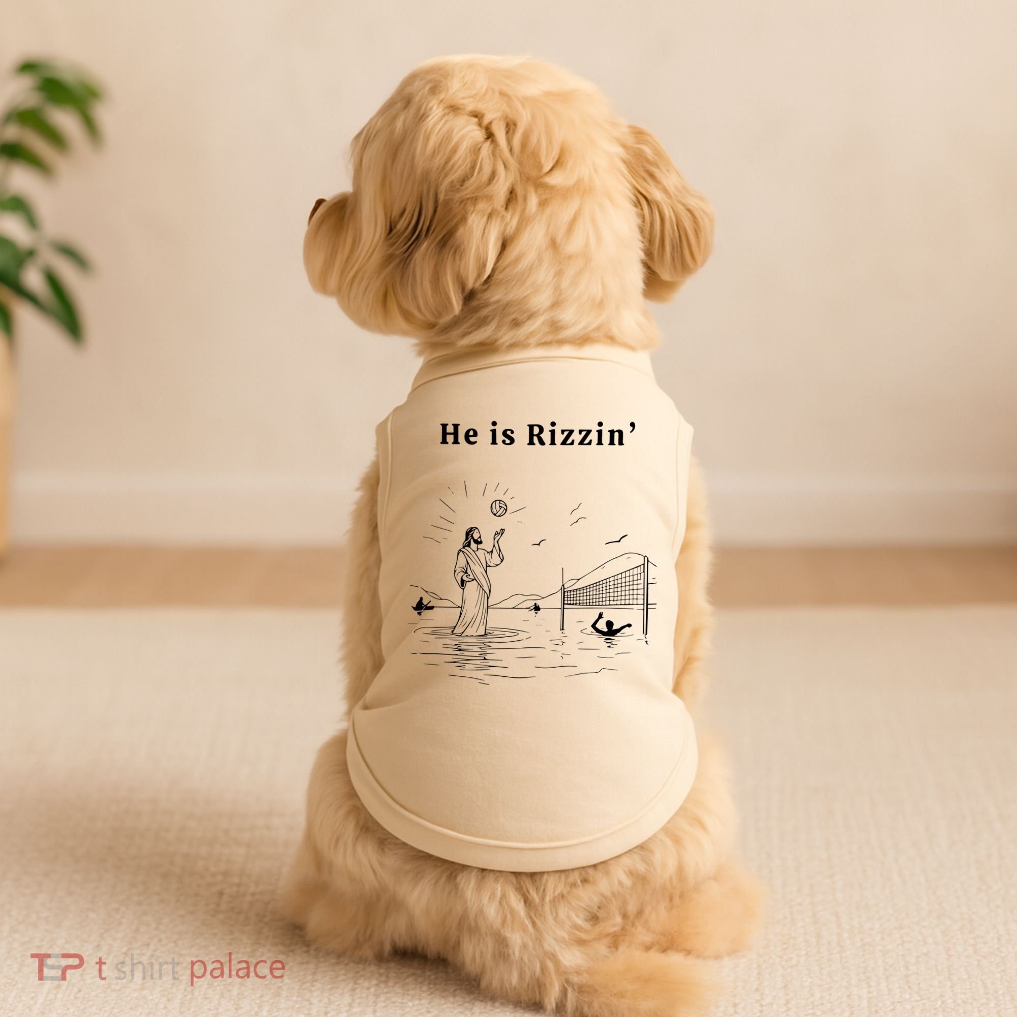 He Is Rizzin Jesus Volleyball Doggie Tank