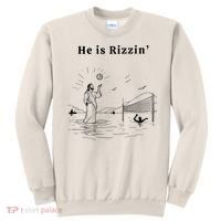 He Is Rizzin Jesus Volleyball Sweatshirt thumb 0