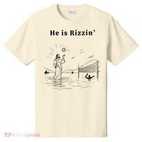 He Is Rizzin Jesus Volleyball T-Shirt thumb 0
