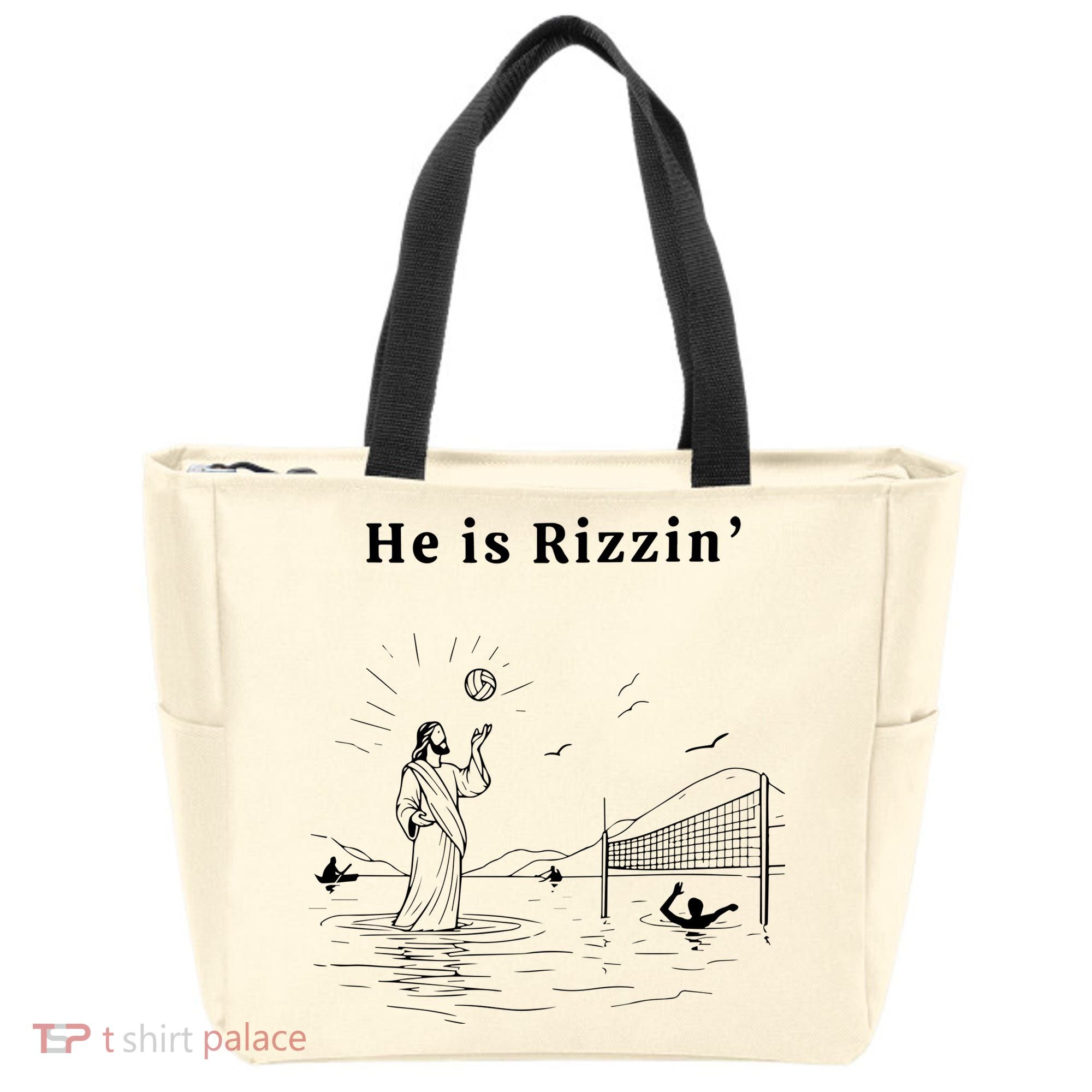 He Is Rizzin Jesus Volleyball Tote Bag