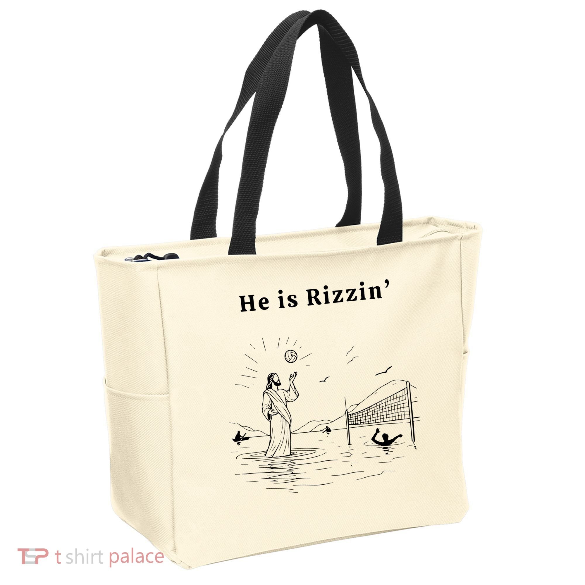 He Is Rizzin Jesus Volleyball Tote Bag
