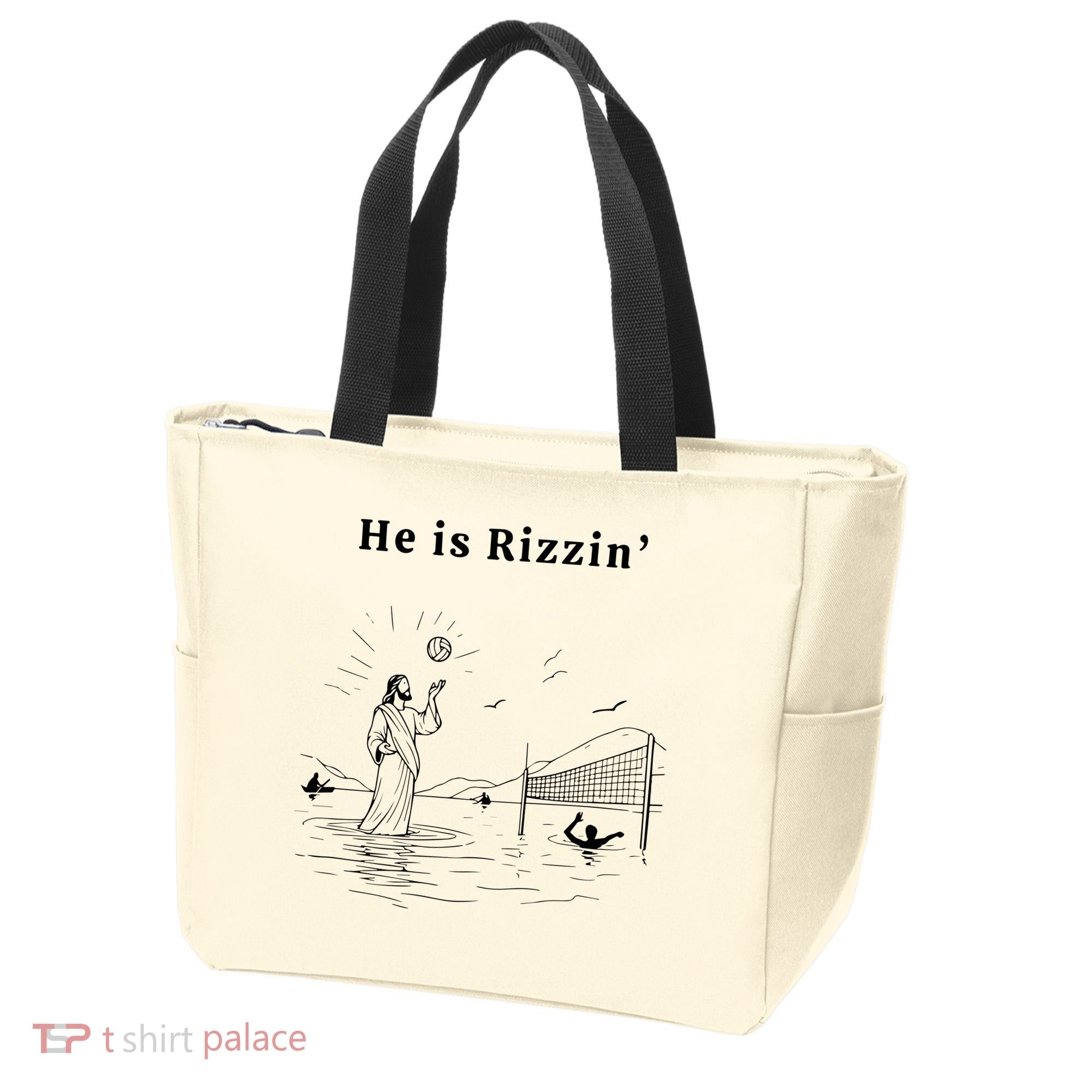 He Is Rizzin Jesus Volleyball Tote Bag