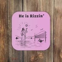 He Is Rizzin Jesus Volleyball Coaster thumb 0