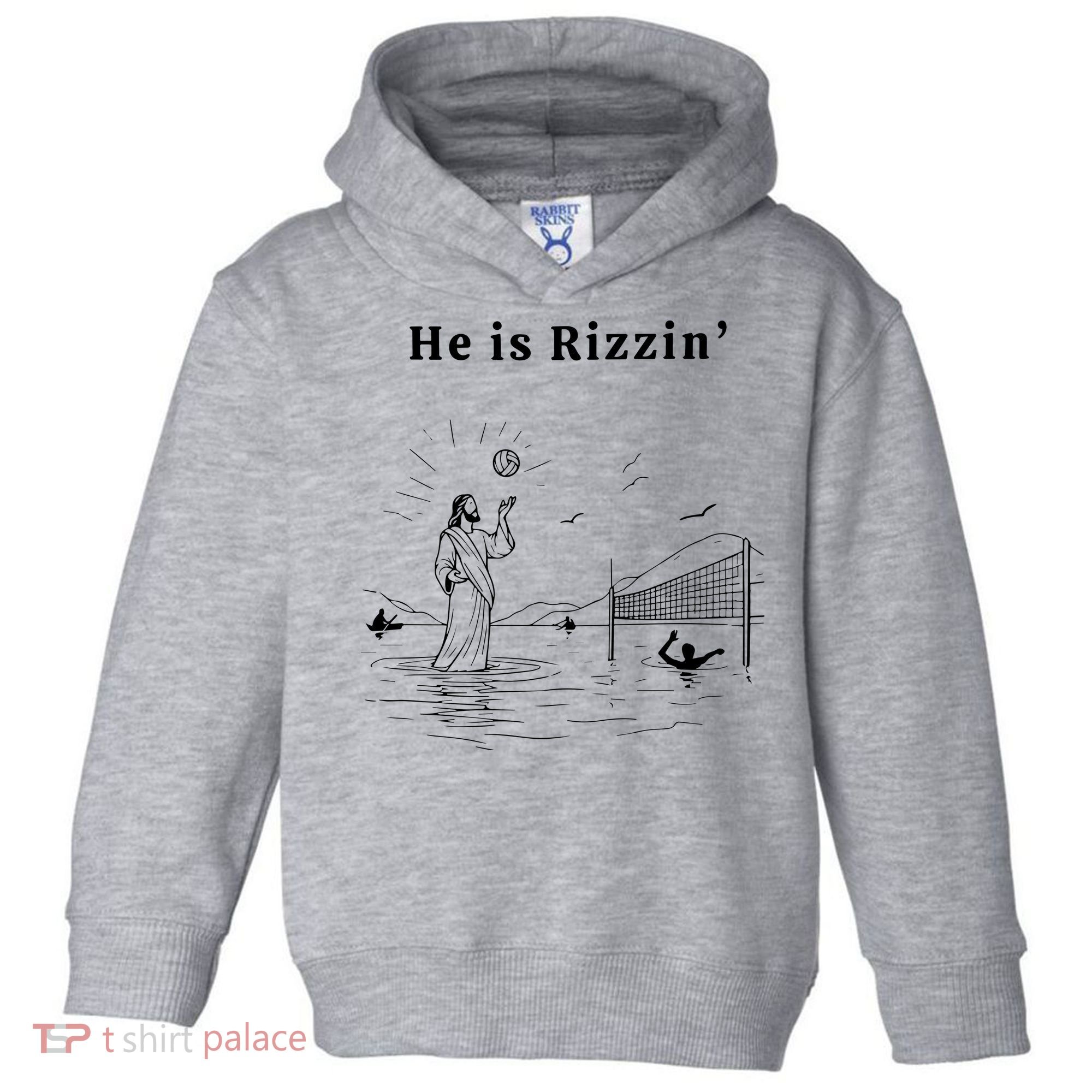He Is Rizzin Jesus Volleyball Toddler Hoodie