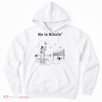 He Is Rizzin Jesus Volleyball Hoodie