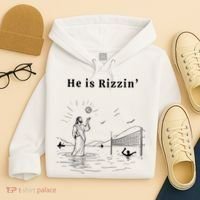 He Is Rizzin Jesus Volleyball Hoodie thumb 4