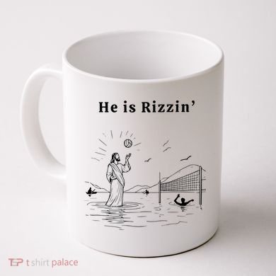 He Is Rizzin Jesus Volleyball Coffee Mug