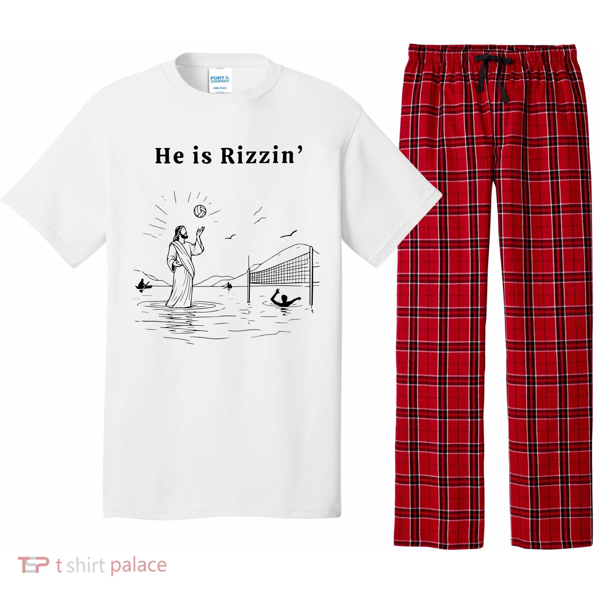 He Is Rizzin Jesus Volleyball Pajama Set
