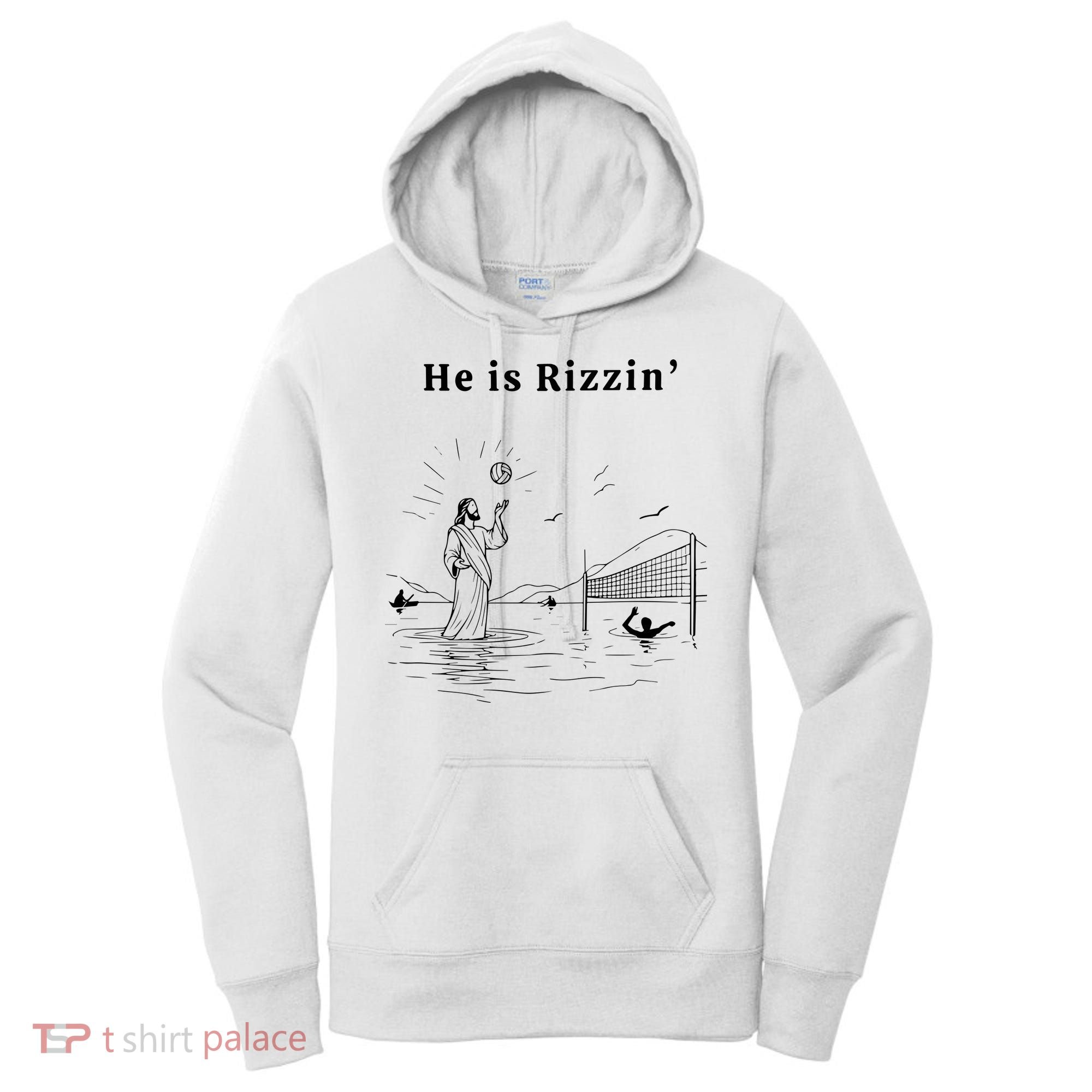 He Is Rizzin Jesus Volleyball Women's Hoodie