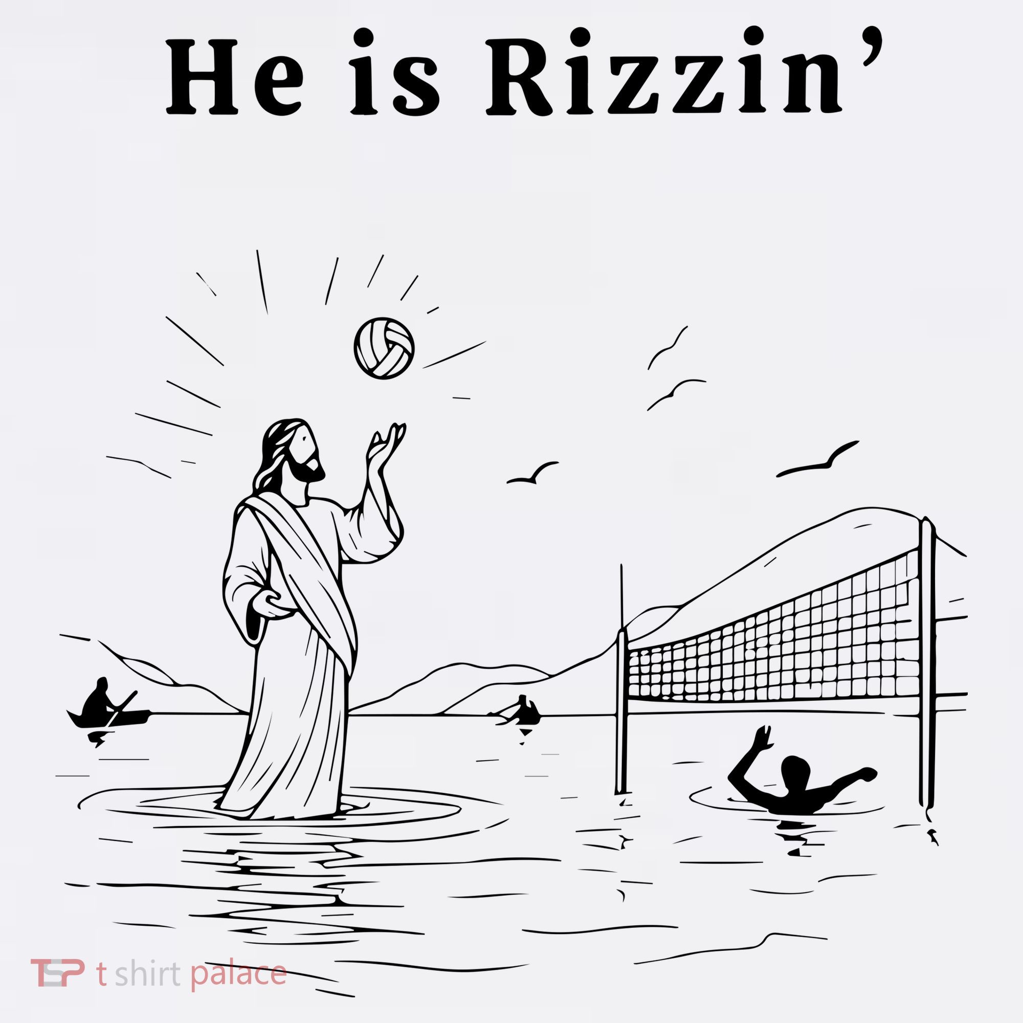 He Is Rizzin Jesus Volleyball Women's Hoodie