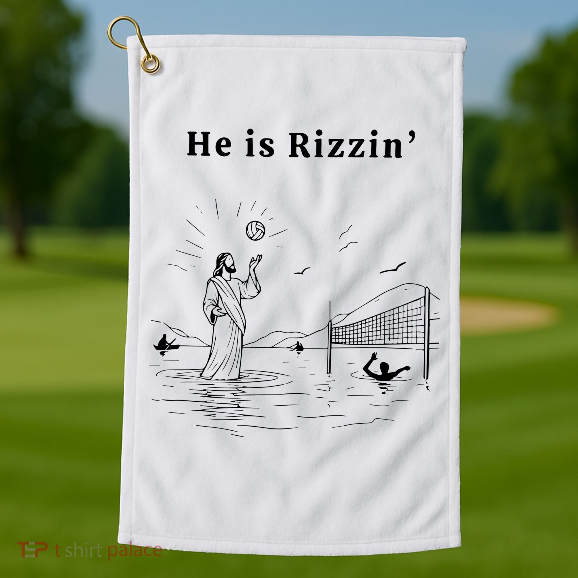 He Is Rizzin Jesus Volleyball Golf Towel