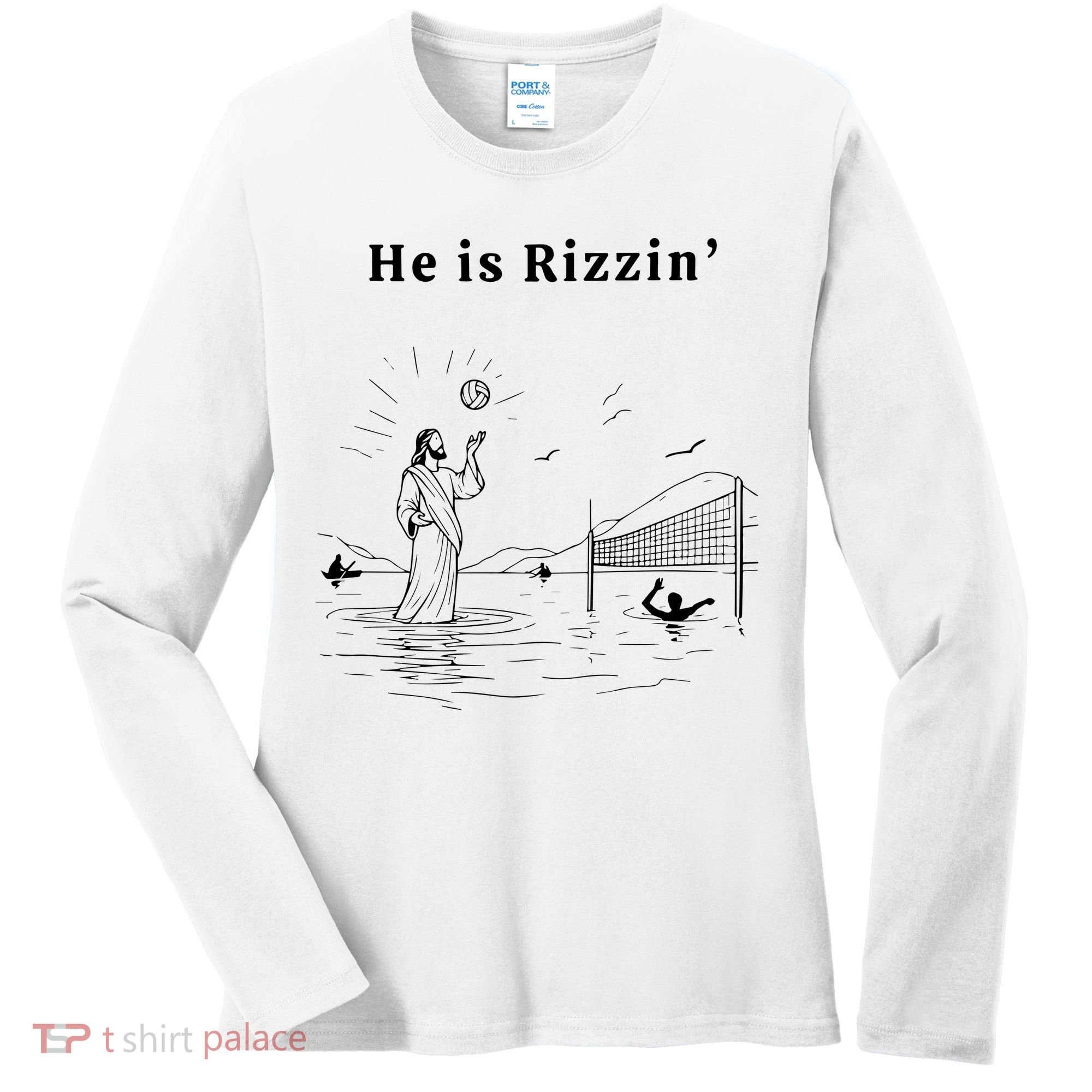 He Is Rizzin Jesus Volleyball Women's Long Sleeve Shirt