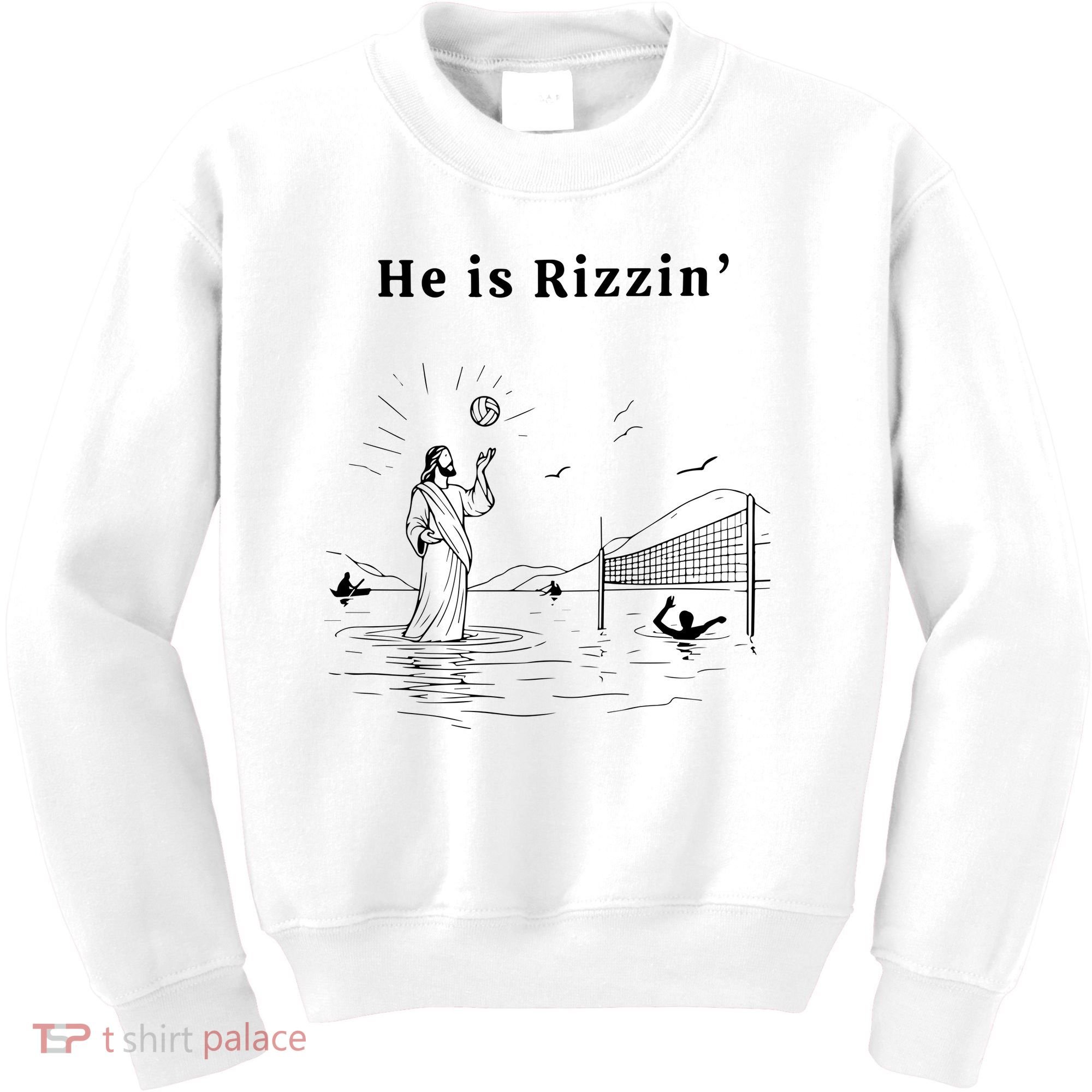 He Is Rizzin Jesus Volleyball Kids Sweatshirt