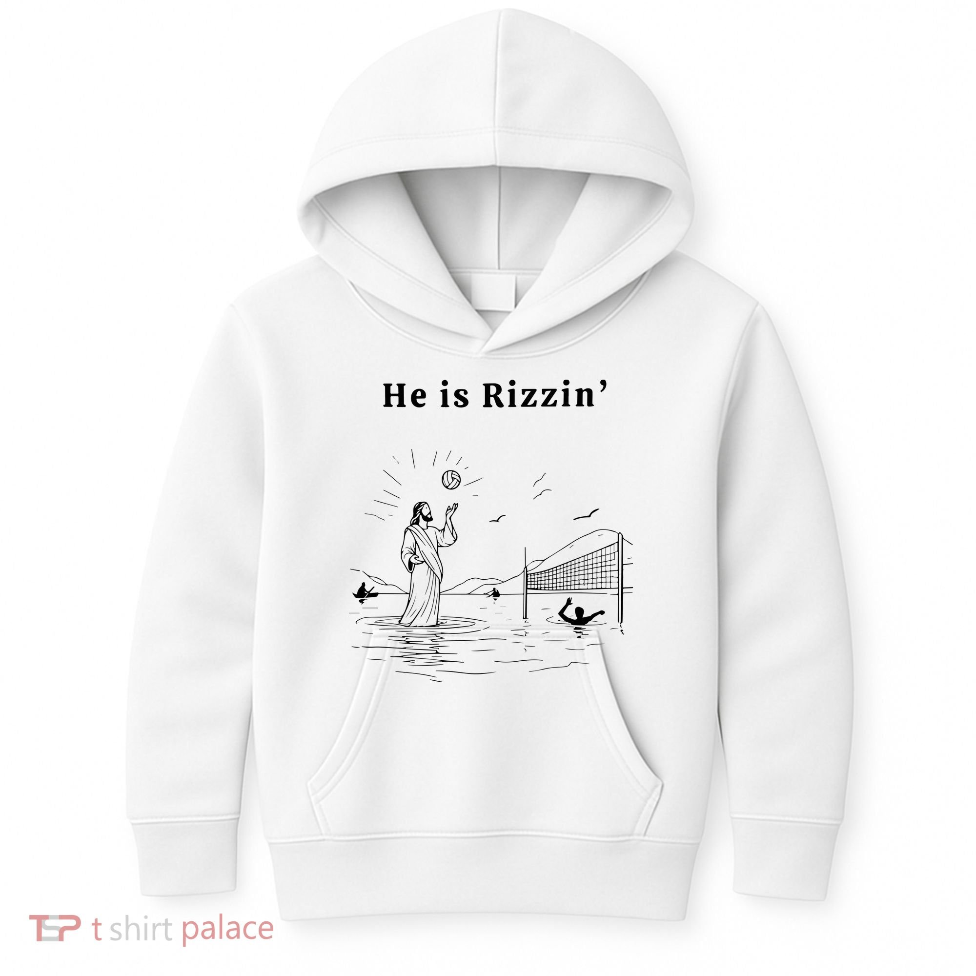 He Is Rizzin Jesus Volleyball Kids Hoodie